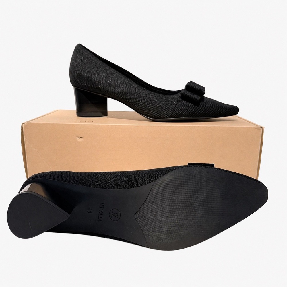 VIVAIA Pointed-Toe Bow Heels Black | EU 40 / US 9 Elegant Knit - Picture 9 of 11